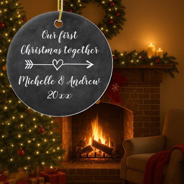 Our 1st Christmas together custom tree ornament (Tree ornament with arrow heart for first Christmas together)