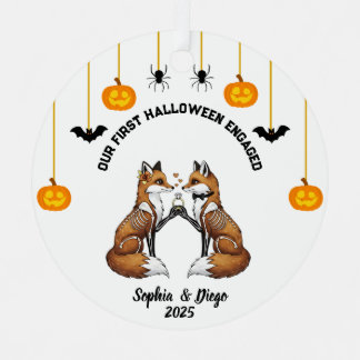 Our 1st Halloween Engaged Fox Skeleton Proposal Metal Tree Decoration