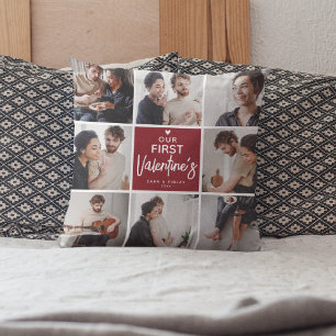 Our 1st Valentines Photo Collage Keepsake Cushion