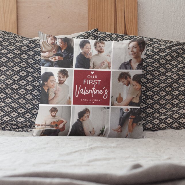 Our 1st Valentines Photo Collage Keepsake Cushion (Creator Uploaded)