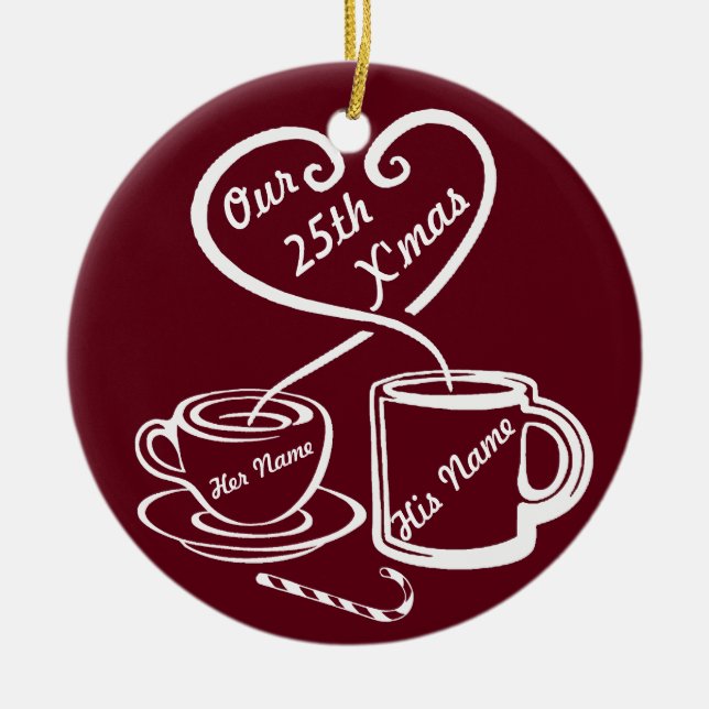 Our 25th Christmas Ceramic Tree Decoration (Front)