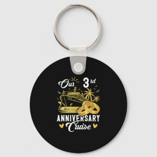 Our 3rd Anniversary Golden Cruise Vacation Couple Key Ring
