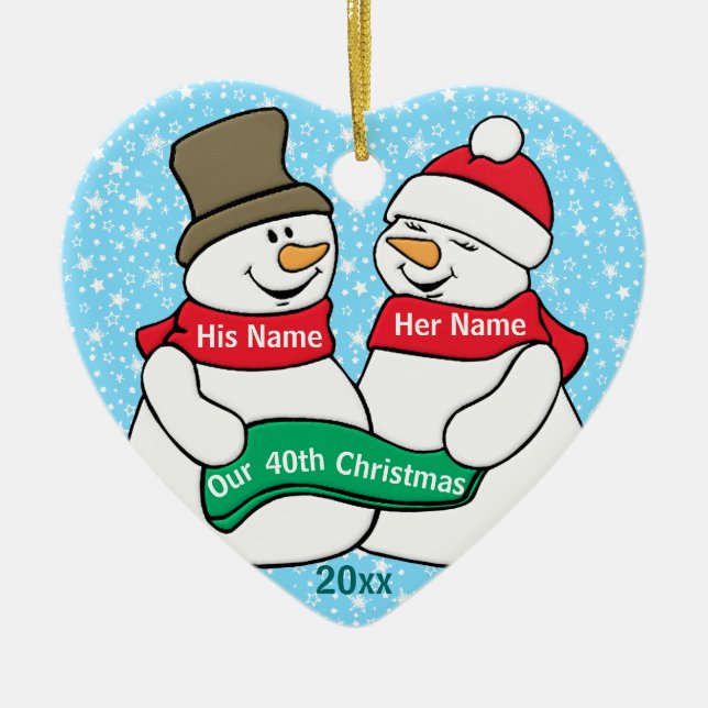 Our 40th Christmas Ceramic Ornament (Front)