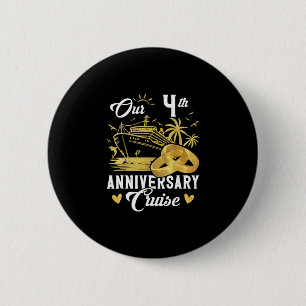 Our 4th Anniversary Golden Cruise Vacation Couple 6 Cm Round Badge