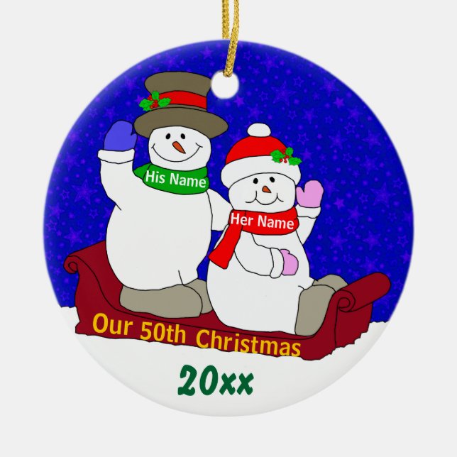 Our 50th Christmas Ceramic Ornament (Front)