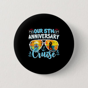 Our 5th anniversary cruise husband wife couples cr 6 cm round badge