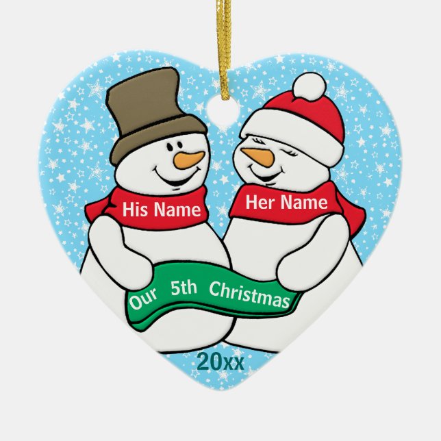 Our 5th Christmas Ceramic Tree Decoration (Front)