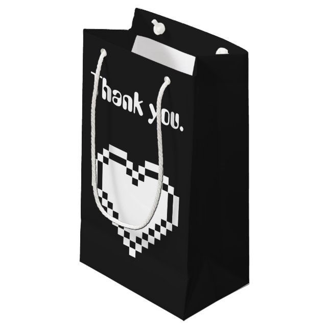 Our 8-Bit Hearts in Black Gift Bag (Front Angled)