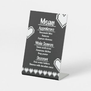 Our 8-Bit Hearts in Black Pedestal Sign