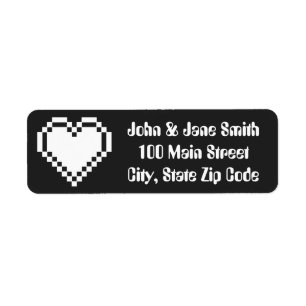 Our 8-Bit Hearts in Black Return Address Label