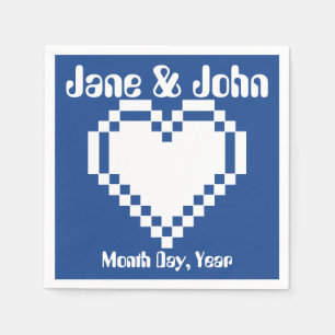 Our 8-Bit Hearts in Blue Napkins