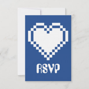 Our 8-Bit Hearts in Blue RSVP Card