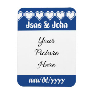 Our 8-Bit Hearts in Blue Save-the-Date Magnet