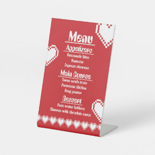 Our 8-Bit Hearts in Cherry Pedestal Sign