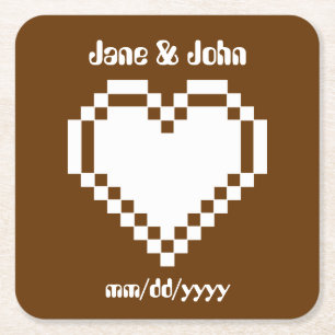 Our 8-Bit Hearts in Chocolate Paper Coaster