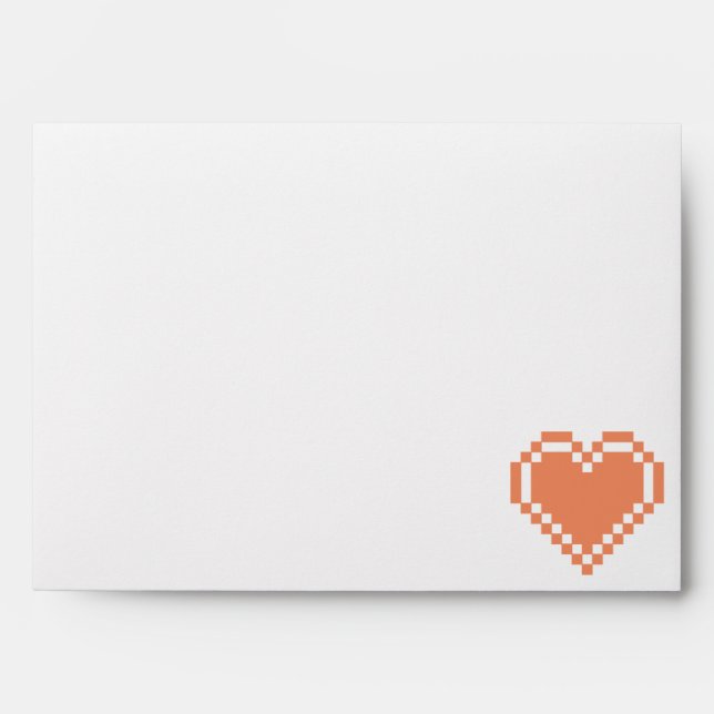 Our 8-Bit Hearts in Coral Envelopes (Front)