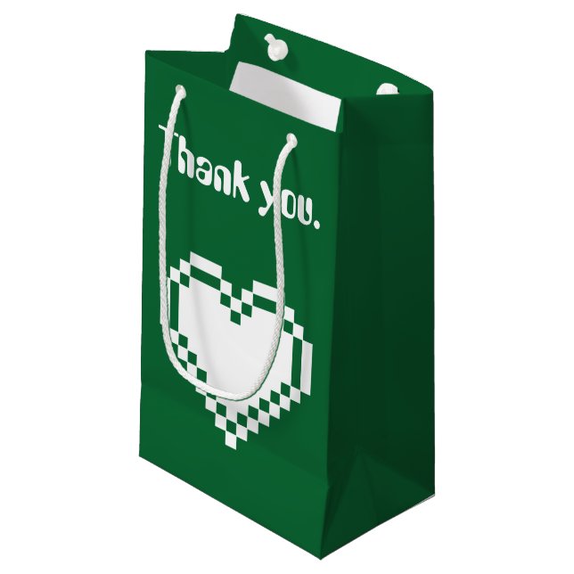 Our 8-Bit Hearts in Green Gift Bag (Front Angled)