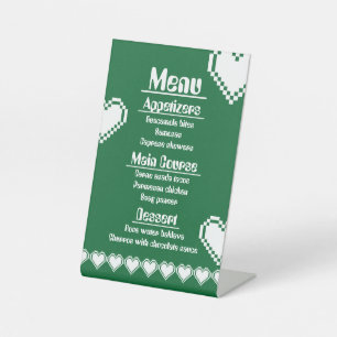 Our 8-Bit Hearts in Green Pedestal Sign
