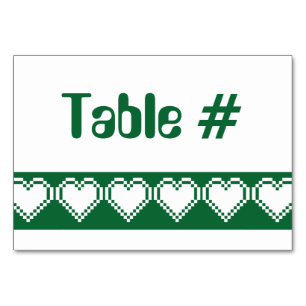 Our 8-Bit Hearts in Green Table Card