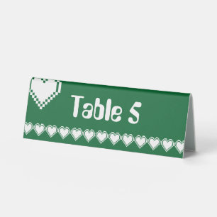 Our 8-Bit Hearts in Green Table Tent Sign