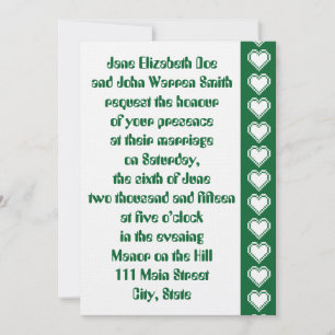 Our 8-Bit Hearts in Green Wedding Invitation