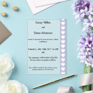 Our 8-Bit Hearts in Lavender Acrylic Wedding  Invitations