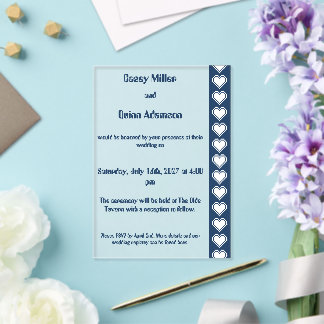 Our 8-Bit Hearts in Navy Acrylic Wedding  Invitations