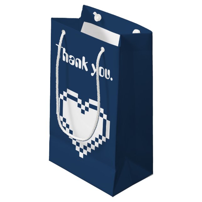Our 8-Bit Hearts in Navy Gift Bag (Front Angled)