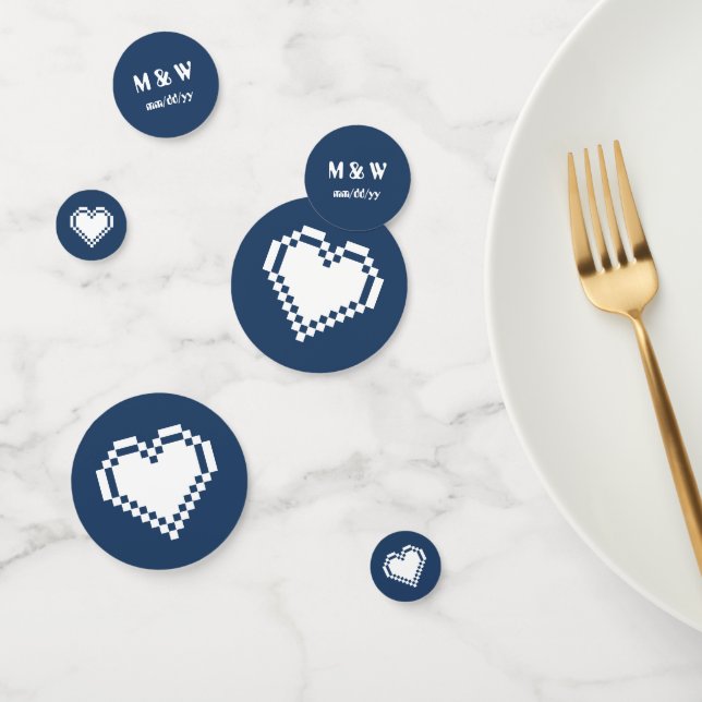 Our 8-Bit Hearts in Navy Table Confetti (Group)