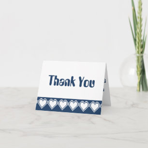 Our 8-Bit Hearts in Navy Thank You Card