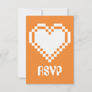 Our 8-Bit Hearts in Orange RSVP Card