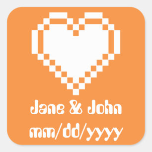 Our 8-Bit Hearts in Orange Sticker
