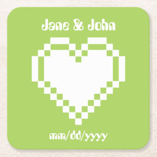 Our 8-Bit Hearts in Peridot Paper Coaster