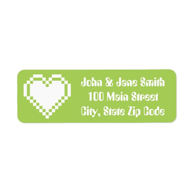 Our 8-Bit Hearts in Peridot Return Address Label (Front)