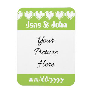 Our 8-Bit Hearts in Peridot Save-the-Date Magnet