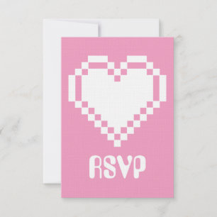 Our 8-Bit Hearts in Petal Pink RSVP Card