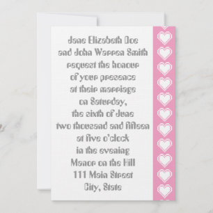 Our 8-Bit Hearts in Petal Pink Wedding Invitation