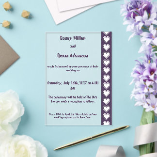 Our 8-Bit Hearts in Purple Acrylic Wedding Invitations