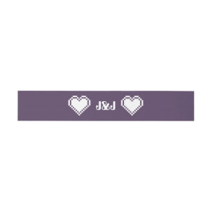 Our 8-Bit Hearts in Purple Invitation Belly Band