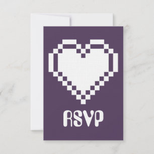 Our 8-Bit Hearts in Purple RSVP Card