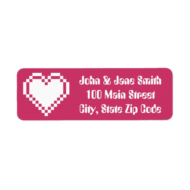 Our 8-Bit Hearts in Raspberry Return Address Label (Front)