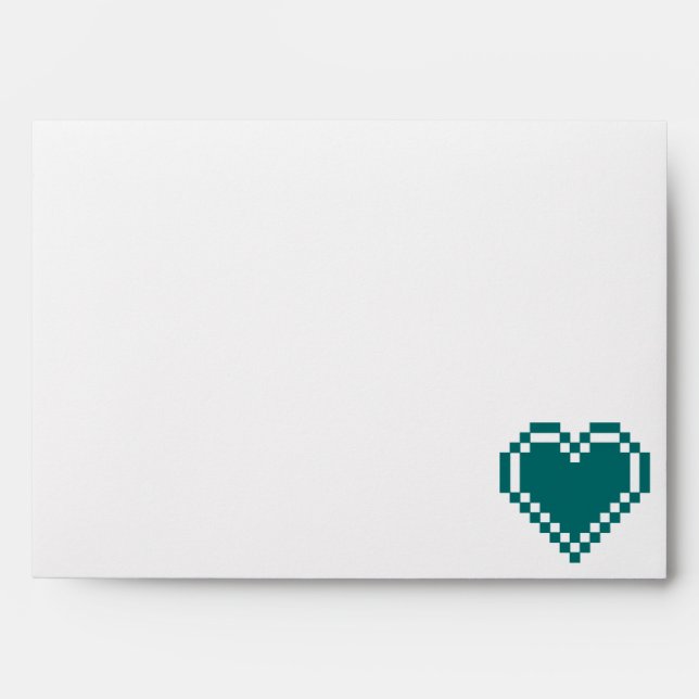 Our 8-Bit Hearts in Teal Envelopes (Front)