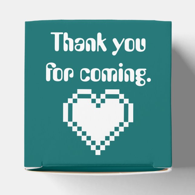 Our 8-Bit Hearts in Teal Favour Box (Top)