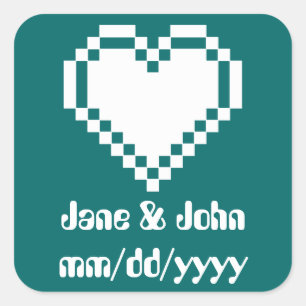 Our 8-Bit Hearts in Teal Sticker