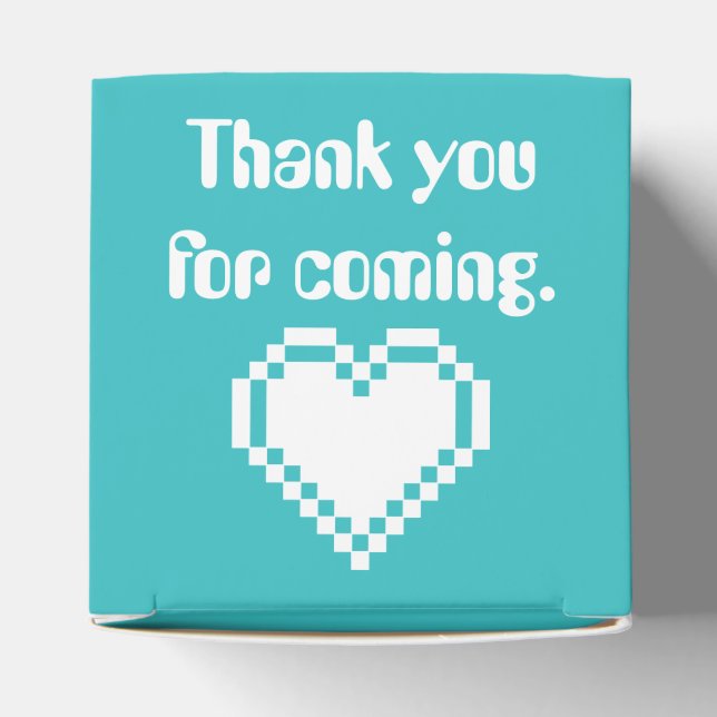 Our 8-Bit Hearts in Turquoise Favour Box (Top)