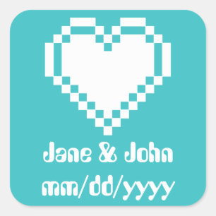 Our 8-Bit Hearts in Turquoise Sticker
