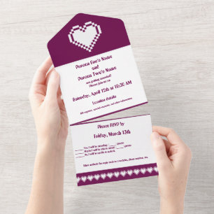 Our 8-bit Hearts in Wine All In One Invitation
