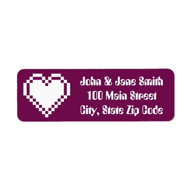 Our 8-Bit Hearts in Wine Return Address Label (Front)