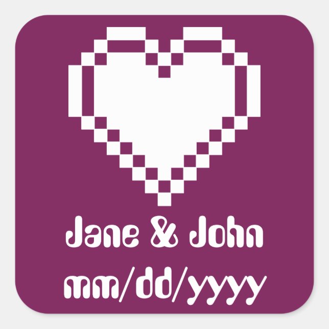 Our 8-Bit Hearts in Wine Sticker (Front)
