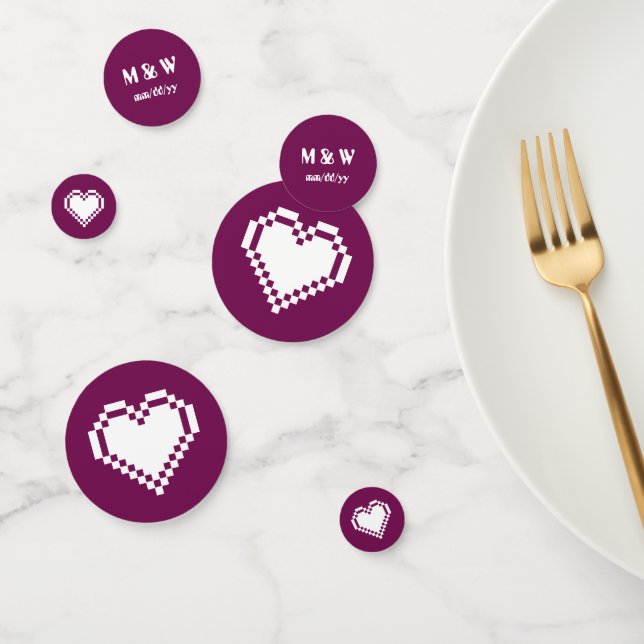 Our 8-Bit Hearts in Wine Table Confetti (Group)